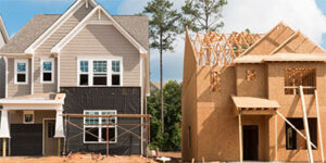 Two homes being constructed